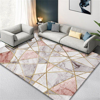 XL Extra Large 300 x 200 Pink Marble Pattern Rug Carpet Mat