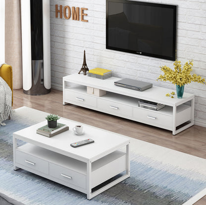 Vivo Modern Coffee Table with Storage Drawers (White)