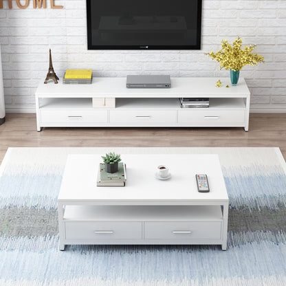 Vivo Modern Coffee Table with Storage Drawers (White)