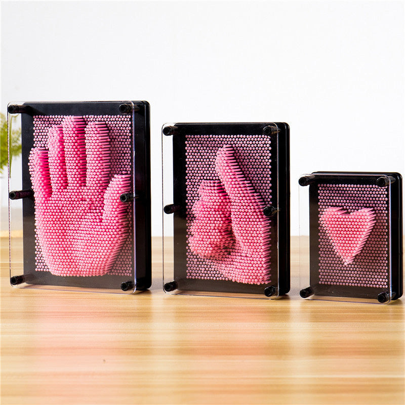 Small 3D Pin Art Board Game Hand Impression Desk Toy Fun Office Decor