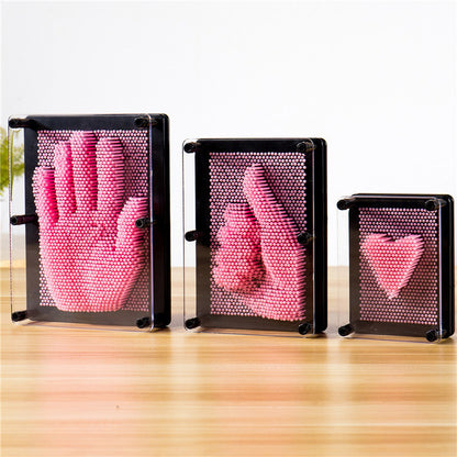 Small 3D Pin Art Board Game Hand Impression Desk Toy Fun Office Decor