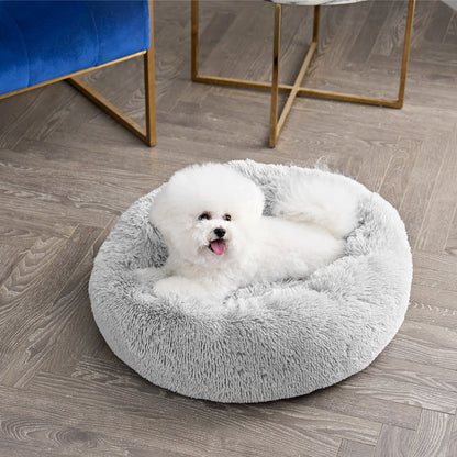 40cm Cozy Plush Soft Fluffy Pet Bed for Dogs and Cats Light Grey