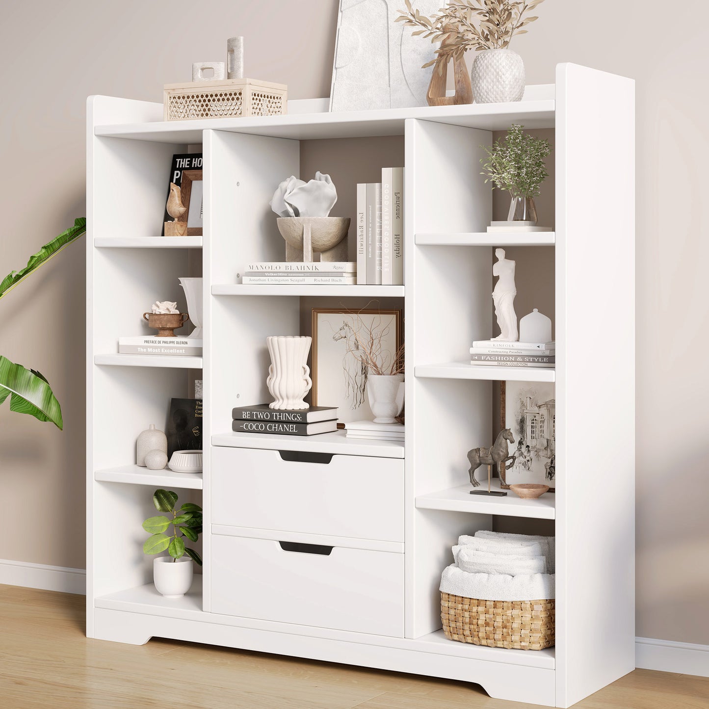 Stylish Wardrobe Cupboard Bookshelf with Drawer White