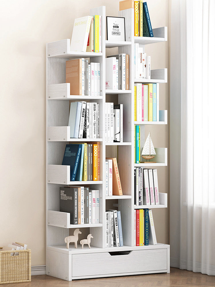 18-Shelf Stylish Bookcase Storage Organizer White