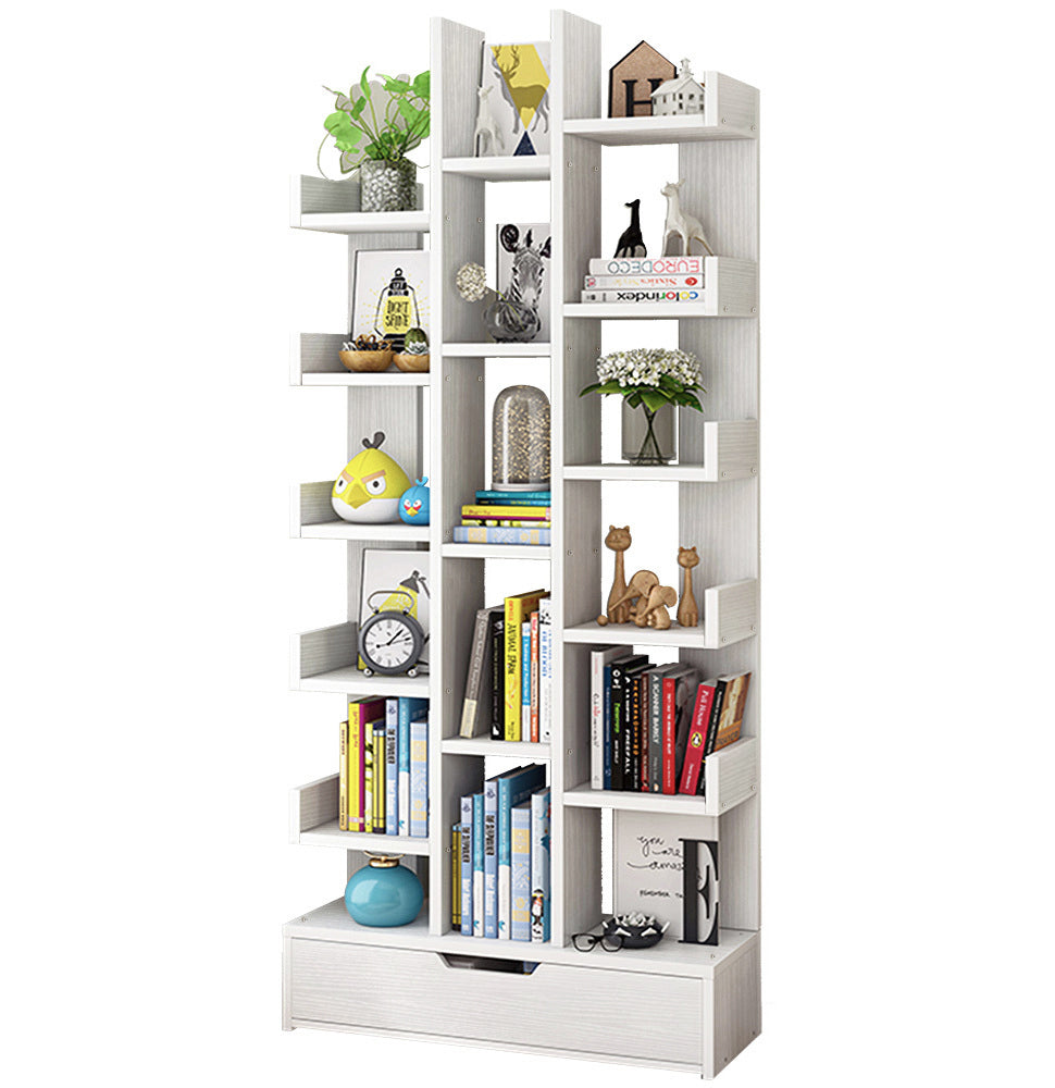 18-Shelf Stylish Bookcase Storage Organizer White