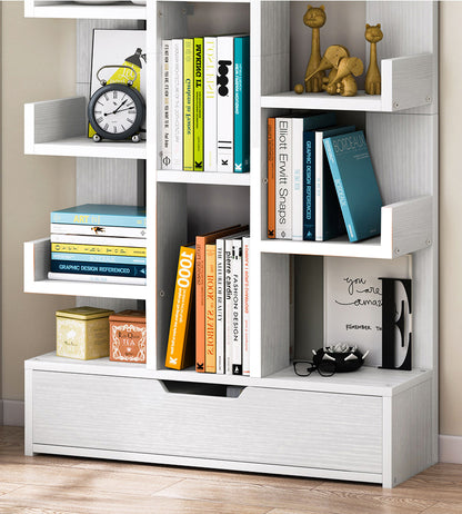 18-Shelf Stylish Bookcase Storage Organizer White