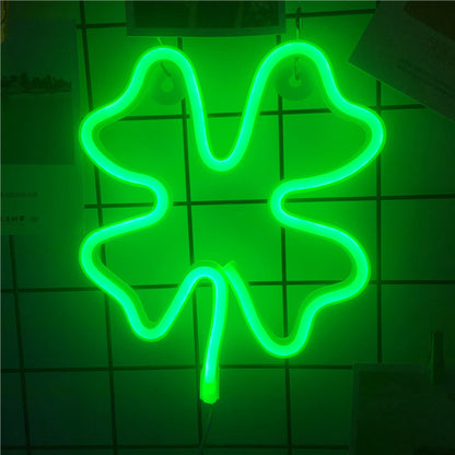 Four-Leaf Clover LED Neon Light Sign Lucky Decor Lamp