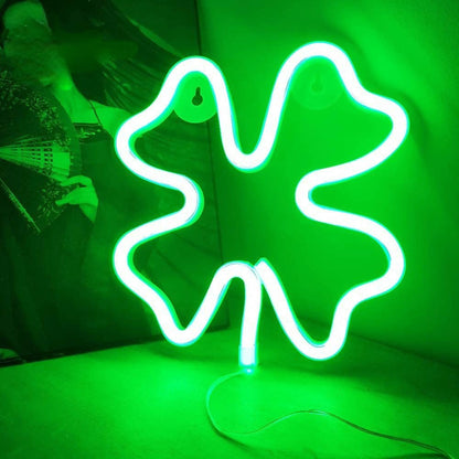 Four-Leaf Clover LED Neon Light Sign Lucky Decor Lamp