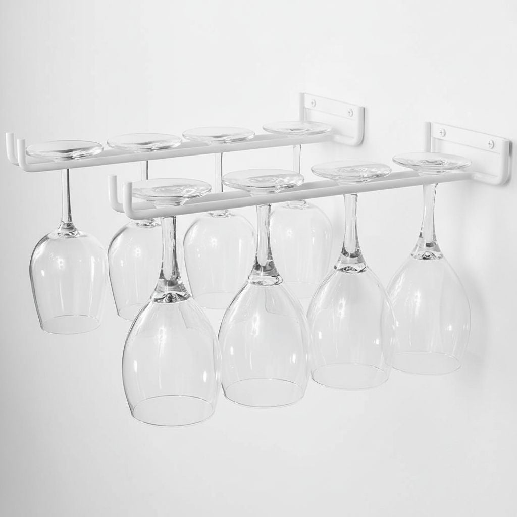 Wine Glass Hanger Rack Under Cabinet Stemware Storage Organizer for Kitchen Bar