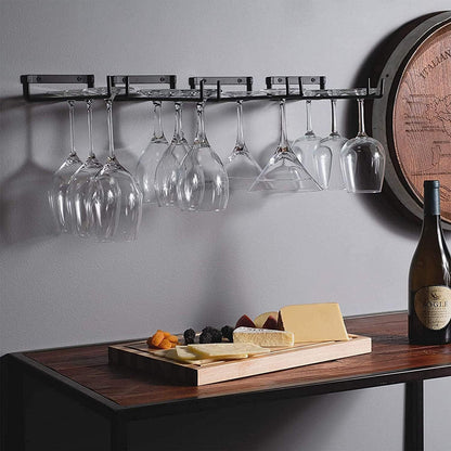 Wine Glass Hanger Rack Under Cabinet Stemware Storage Organizer for Kitchen Bar