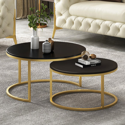 Luxurious Black and Gold Nesting Coffee Table Set Modern Living Room Furniture