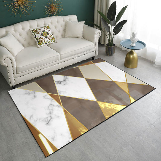 230 x 160 Large Golden Rug Stylish Design Easy-Clean Comfort Carpet Mat