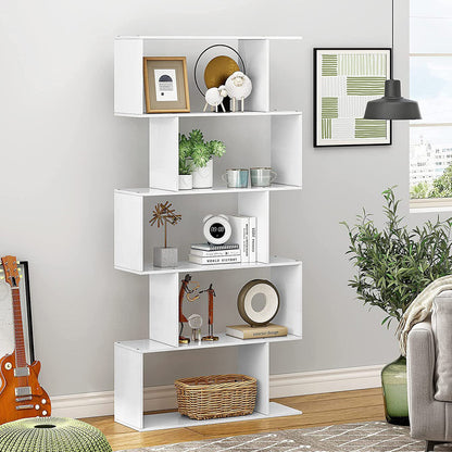 5 Tier Modern White Bookshelf Display Storage Shelving Unit Home Office