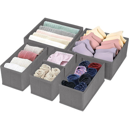 Set of 6 Collapsible Fabric Drawer Organiser Boxes Multi-size Storage