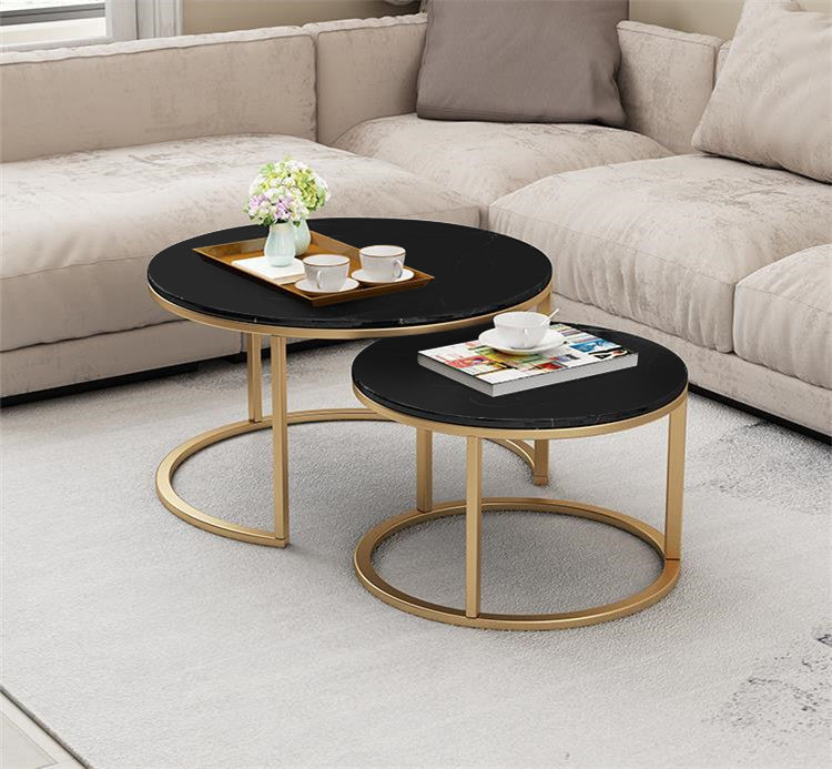 Luxurious Black and Gold Nesting Coffee Table Set Modern Living Room Furniture