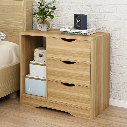 Stylish 3 Drawer Cabinet and Shelf Utility Side Table Oak