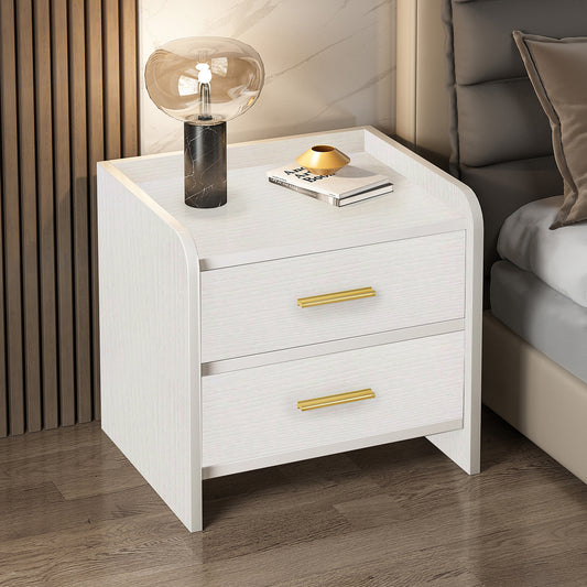 Elegant 2-Drawer Bedside Table Nightstand White