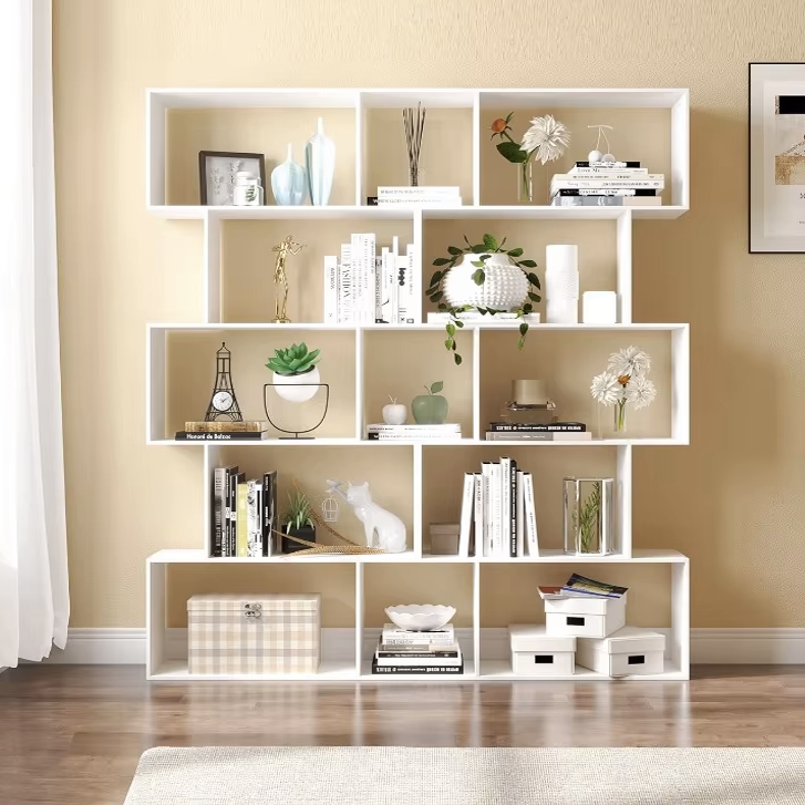5 Tier Modern White Bookshelf Display Storage Shelving Unit Home Office
