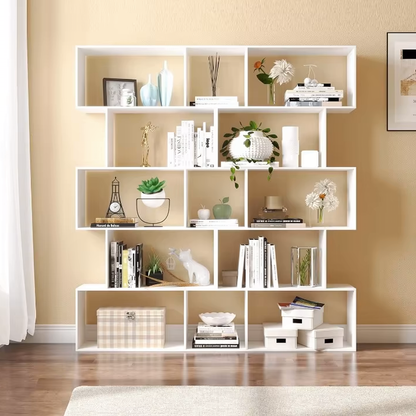 5 Tier Modern White Bookshelf Display Storage Shelving Unit Home Office