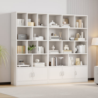 10-Shelf 2-Door Wardrobe Cupboard Bookshelf Cabinet White