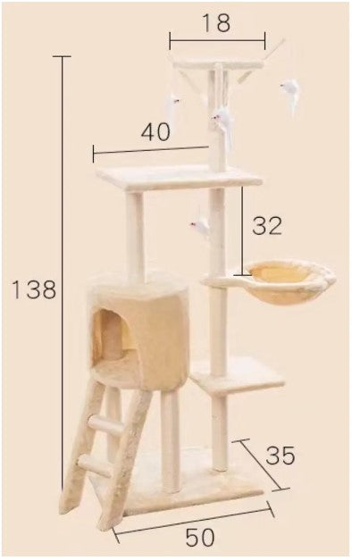 Multi-Level Cat Tower with Scratching Posts and Perches