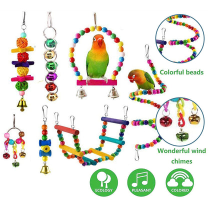 Interactive Bird Toys Set for Cage Enrichment and Fun