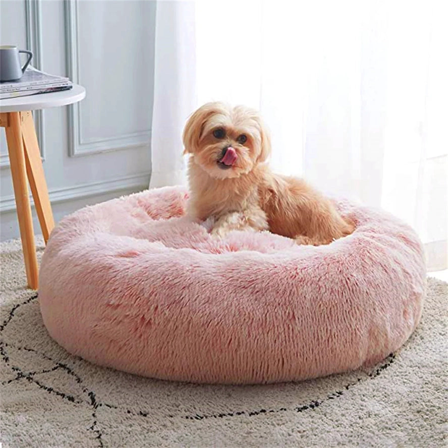 50cm Cozy Plush Soft Fluffy Pet Bed for Dogs and Cats Pink