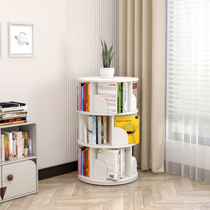 3 Tier Rotating Display Shelf Bookcase Organizer White