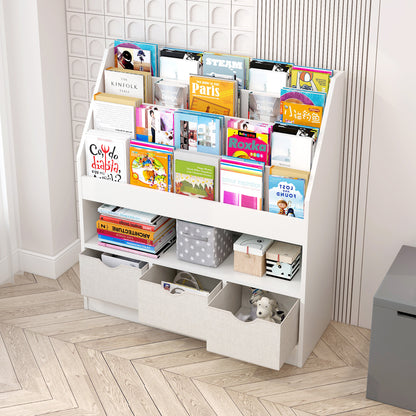 Spacious Multi-tier Bookcase Storage Shelf with Organisers