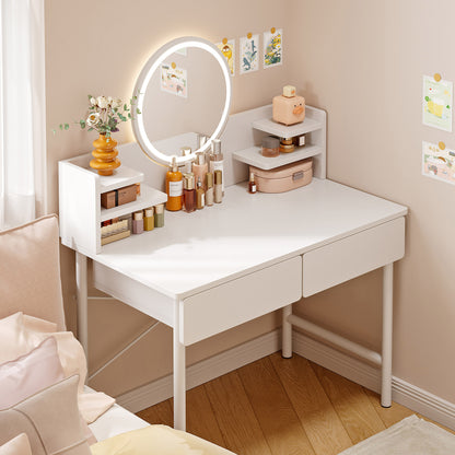 LED Mirror White Makeup Vanity Dressing Table Drawers & Storage Shelves