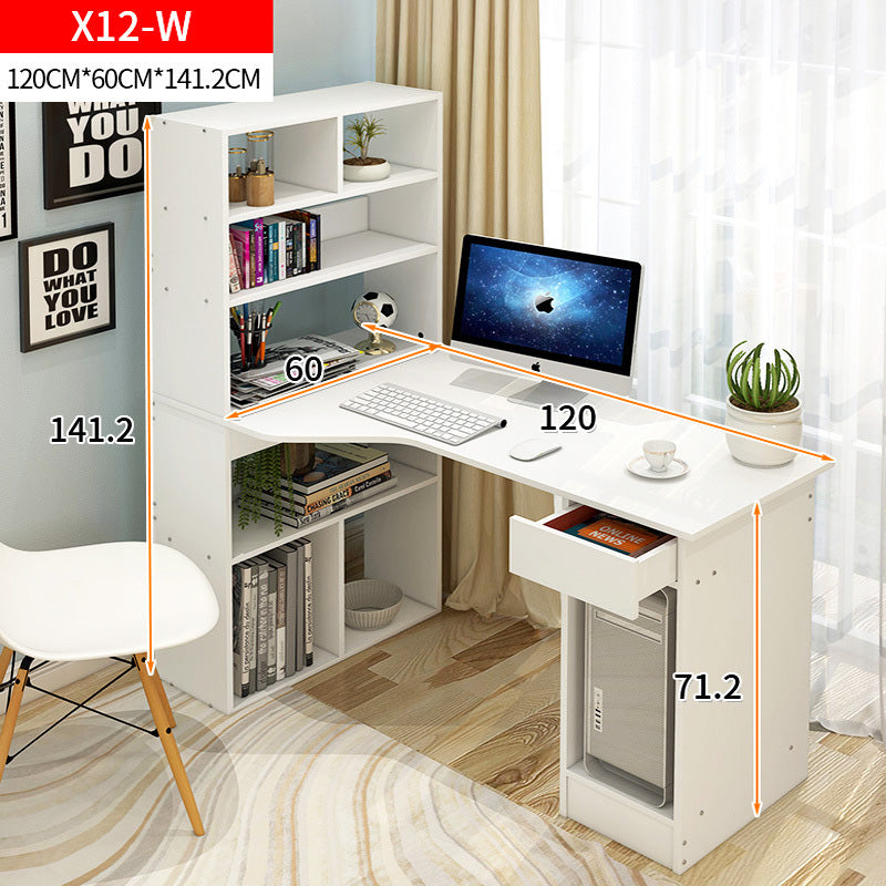 Large Multi-Functional Workstation Desk with Storage Shelves White