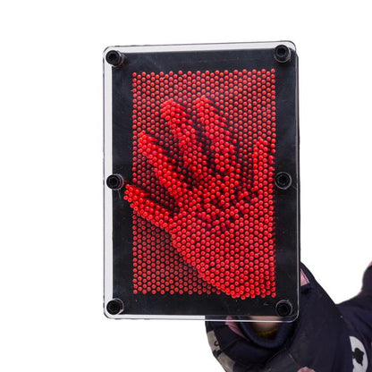 Large 3D Pin Art Board Game Hand Impression Desk Toy Red