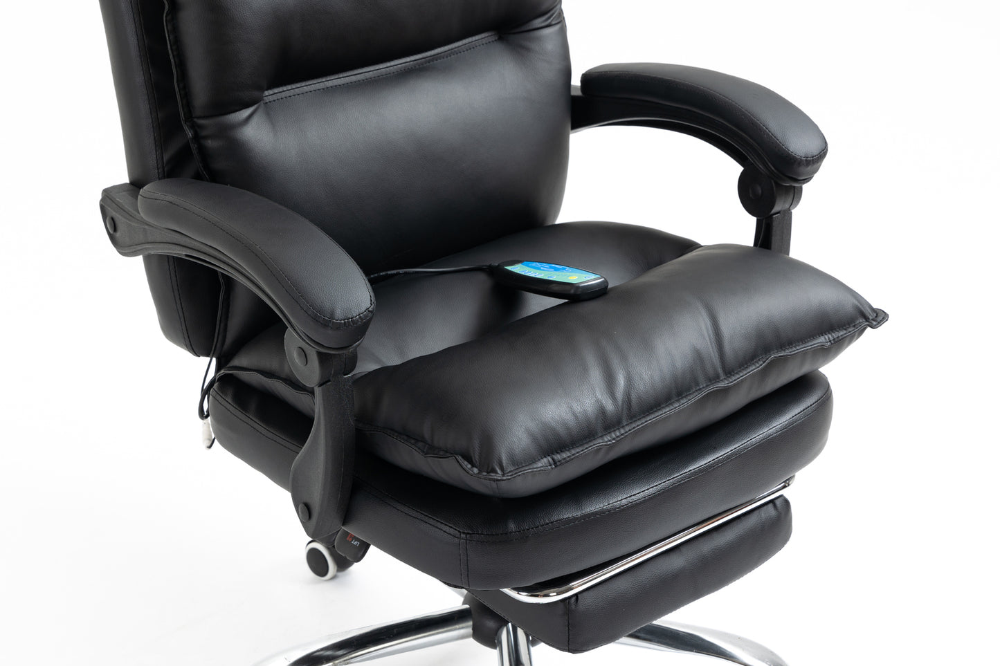 Luxury Executive Reclining Office Chair with Foot Rest and Massager Black