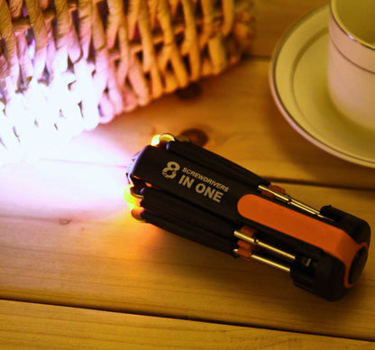 8-in-1 Multi-Tool Screwdriver with LED Flashlight Kit