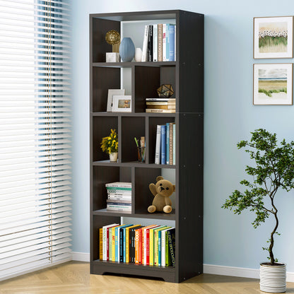 1800mm Streamline Tall Display Shelf Bookshelf Organizer Black Walnut