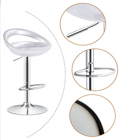 Set of 2 High Gloss Designer Bar Stools Modern White