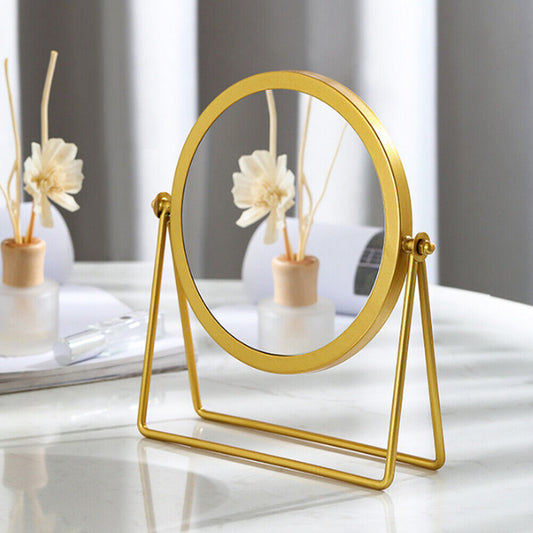 Elegant 360-Degree Rotating Vanity Makeup Mirror Gold