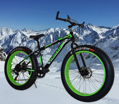 Premium Heavy Duty Fat Tire Mountain Bike for All Terrains Green Black