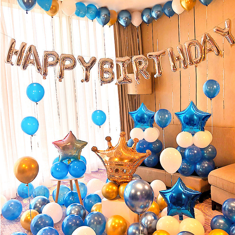 Deluxe Blue Happy Birthday Party Balloons Set Celebration Decorations