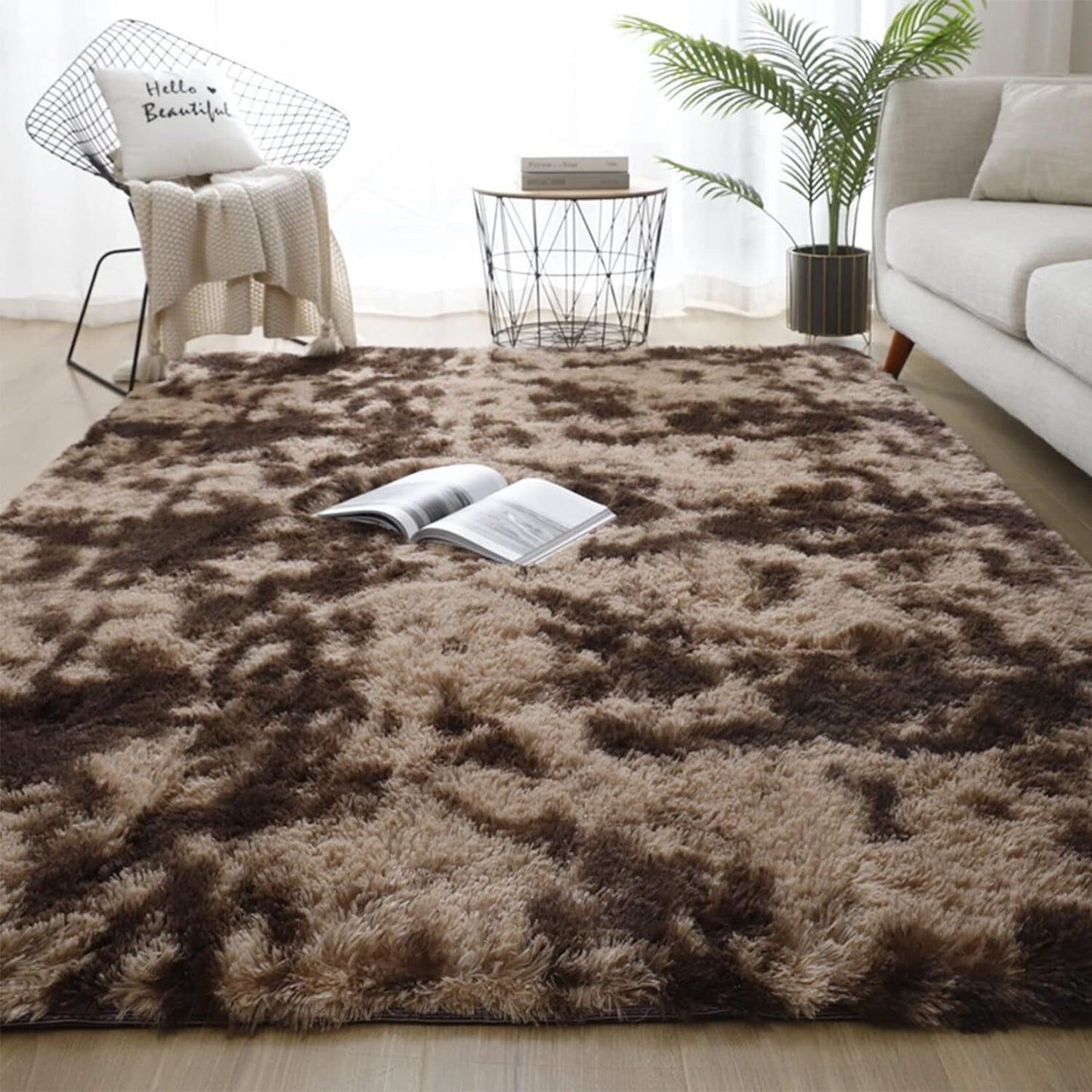 300 x 200 XL Soft Cozy Shag Rug Chocolate Mocha