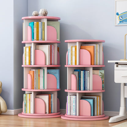 3 Tier Rotating Display Shelf Bookcase Organizer Pink