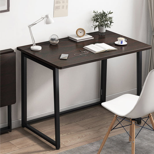 Space-Saving Folding Table Desk Space-Saving Black Walnut