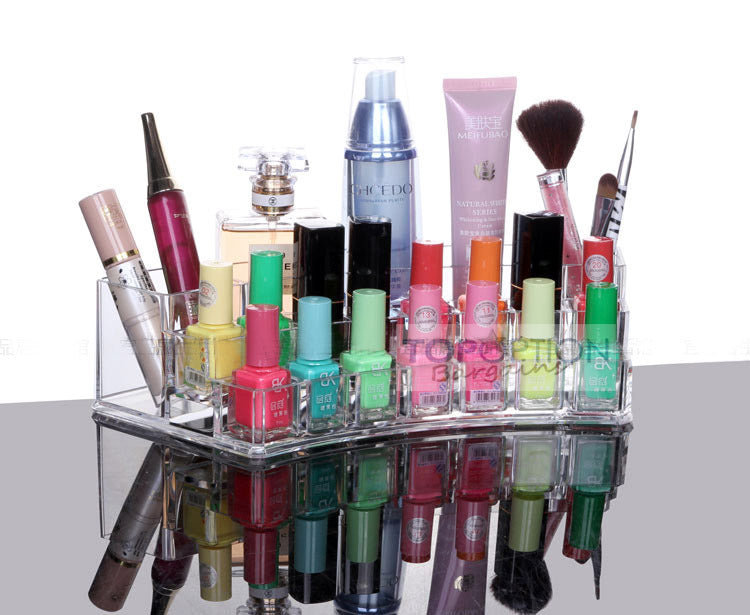 Elegant Crystal Curved Makeup Organizer for Lipstick Perfume Nail Polish Storage