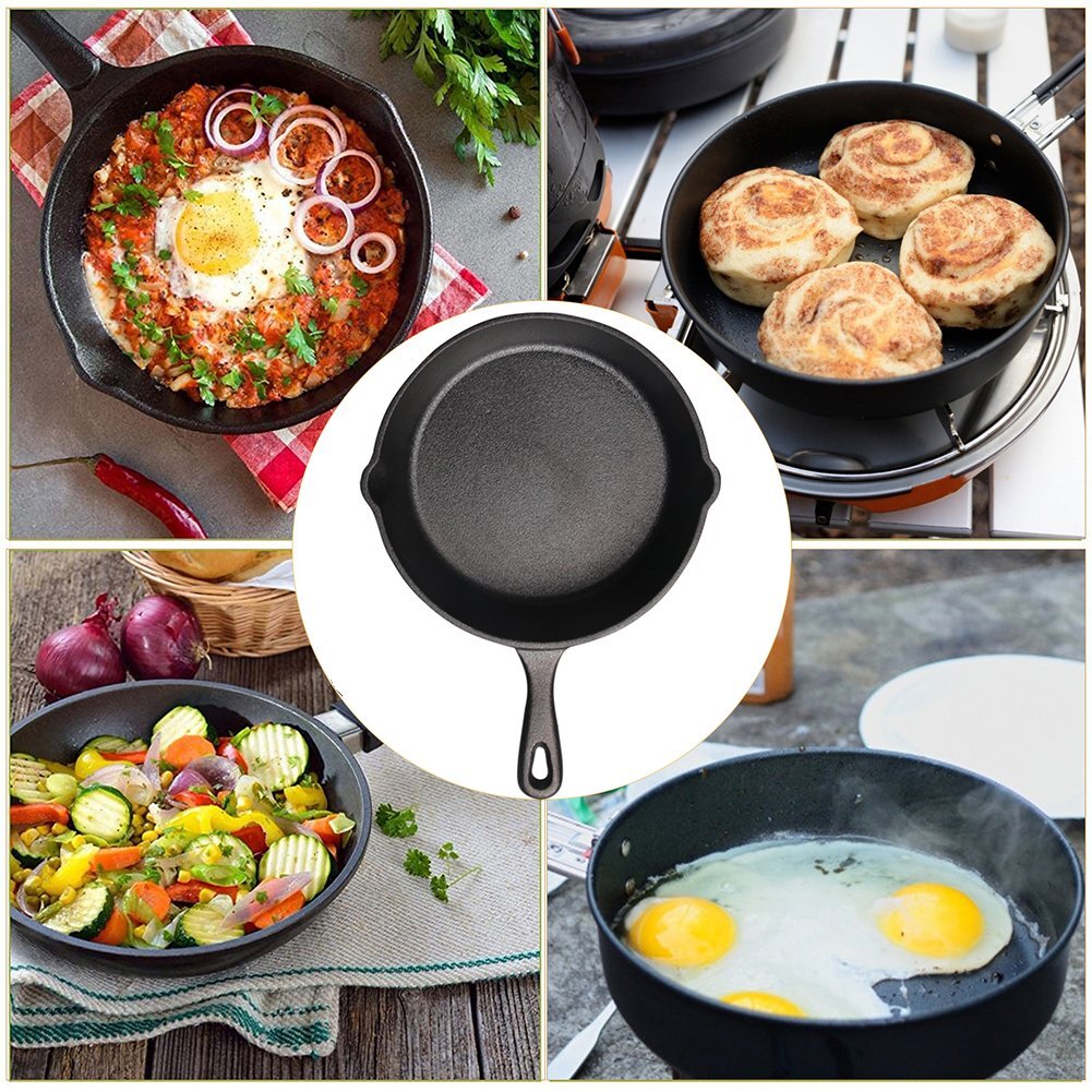 Heavy Duty Non-Stick Cast Iron Skillet BBQ Grill Cookware