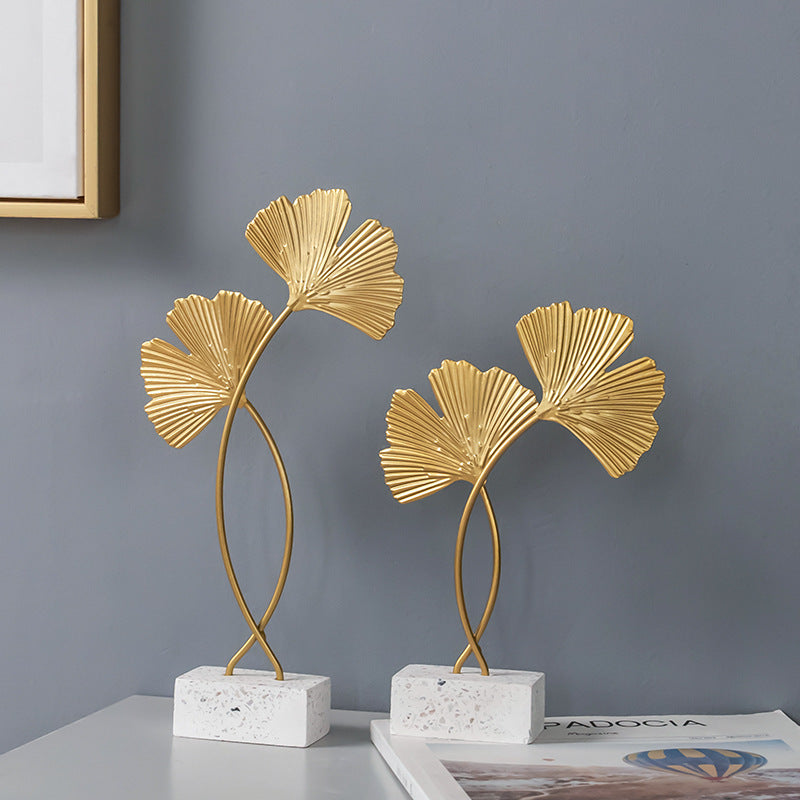 Elegant Ginkgo Leaves Sculpture Home Office Decor