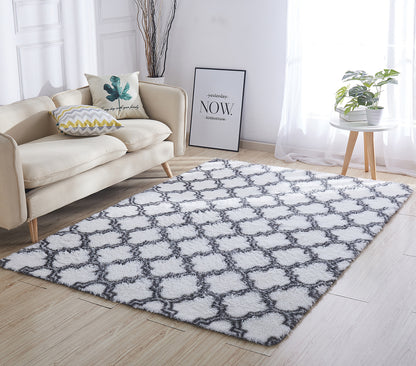 300 x 200 XL Soft Comfortable Shag Rug White Lattice