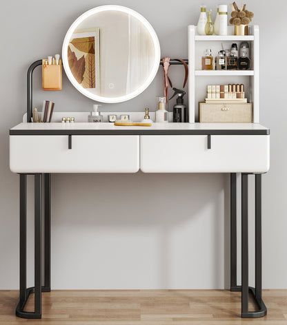 LED Vanity Table with Mirror and Storage Drawers for Makeup and Beauty