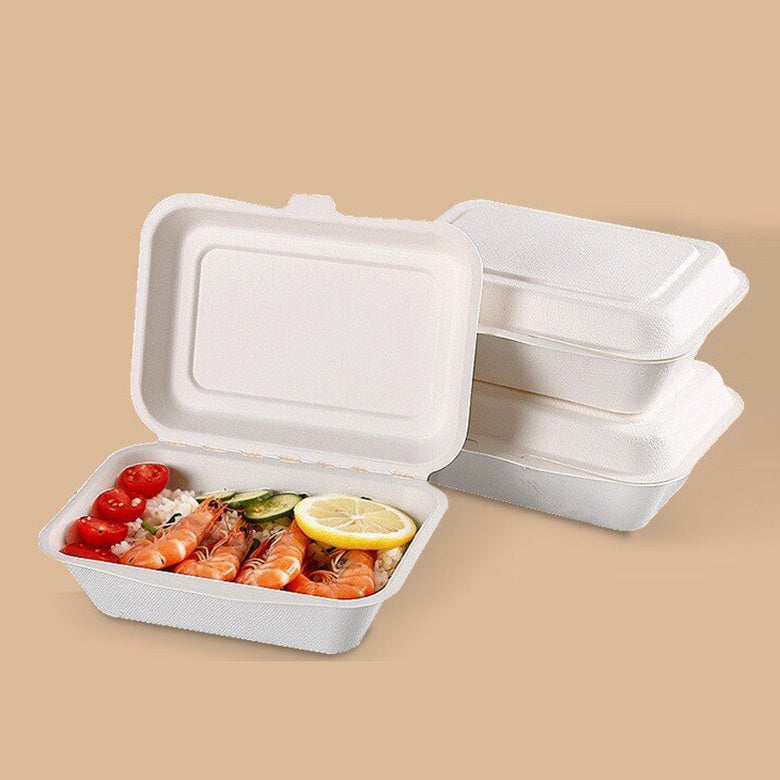 50 Pack X Large Biodegradable Takeaway Dinner Box Disposable Food Containers 600mL