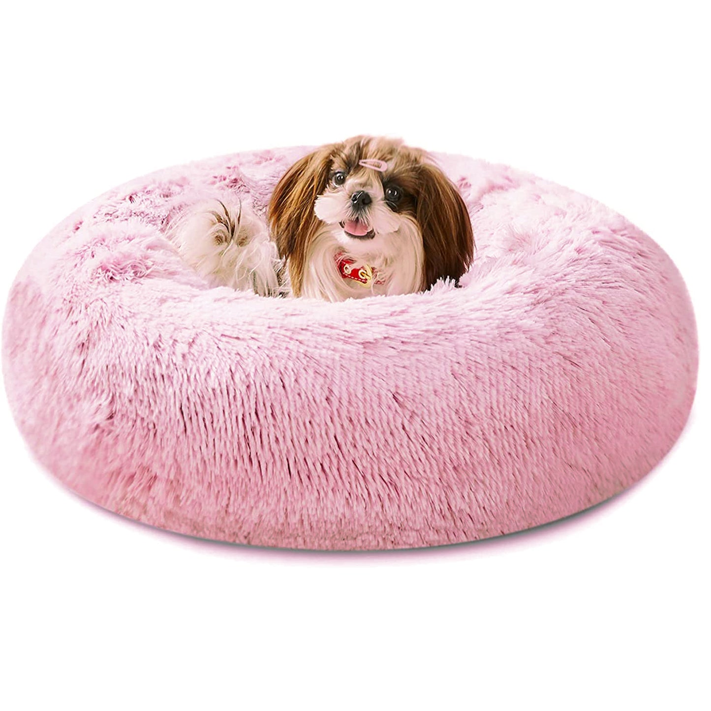 60cm Cozy Plush Soft Fluffy Pet Bed for Dogs and Cats Pink