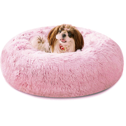 60cm Cozy Plush Soft Fluffy Pet Bed for Dogs and Cats Pink